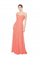 Spaghetti Straps Soft Chiffon Sleeveless Open Back Coral Bridesmaid Dress Edinburgh