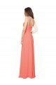 Spaghetti Straps Soft Chiffon Sleeveless Open Back Coral Bridesmaid Dress Edinburgh