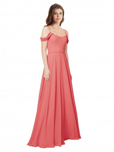Off the Shoulder Soft Chiffon Sleeveless Low Back Desert Rose Bridesmaid Dress Edinburgh