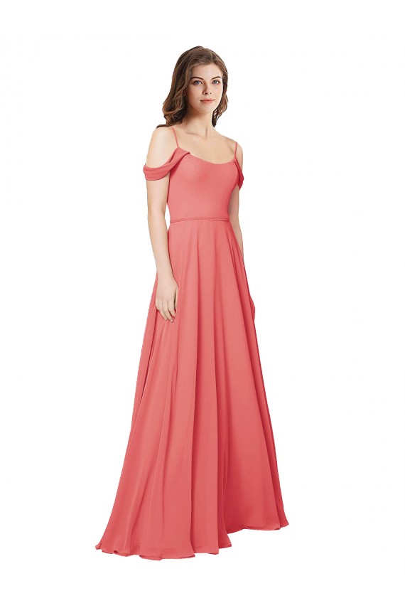 Off the Shoulder Soft Chiffon Sleeveless Low Back Desert Rose Bridesmaid Dress Edinburgh