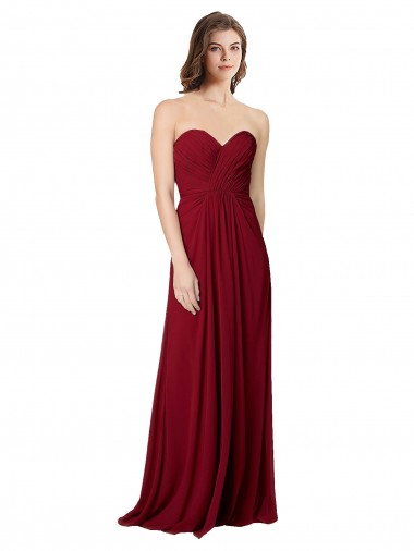 Sweetheart Chiffon Sleeveless Open Back Burgundy Bridesmaid Dress Edinburgh