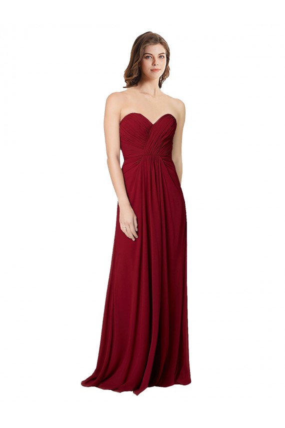 Sweetheart Chiffon Sleeveless Open Back Burgundy Bridesmaid Dress Edinburgh