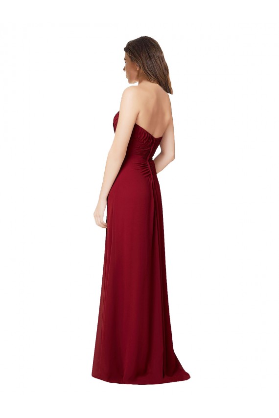 Sweetheart Chiffon Sleeveless Open Back Burgundy Bridesmaid Dress Edinburgh