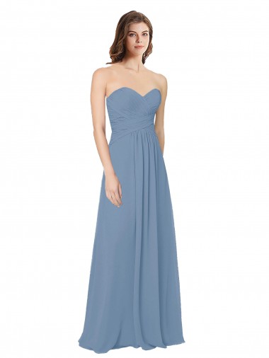 Sweetheart Chiffon Sleeveless Low Back Dusty Blue Bridesmaid Dress / Evening Gowns Edinburgh