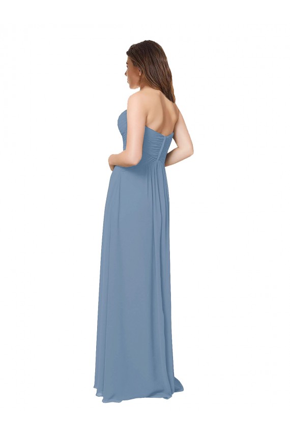 Sweetheart Chiffon Sleeveless Low Back Dusty Blue Bridesmaid Dress / Evening Gowns Edinburgh