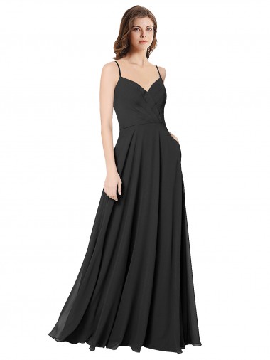 Sweetheart Chiffon Sleeveless Open Back Black Formal Dress / Bridesmaid Dress Edinburgh
