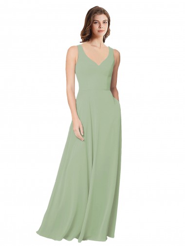 Sweetheart Soft Chiffon Sleeveless Open Back Smoke Green Formal Dress / Bridesmaid Dress Edinburgh
