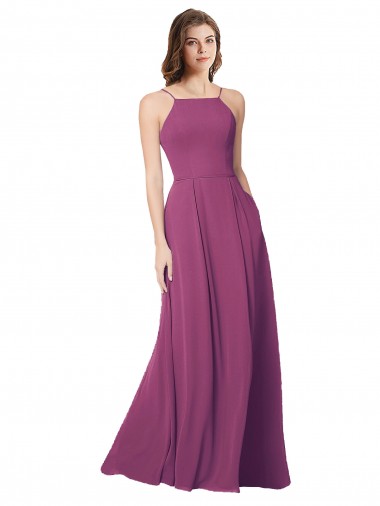 Strapless Soft Chiffon Sleeveless Open Back Wild Berry Bridesmaid Dress Edinburgh