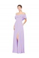 Off the Shoulder Soft Chiffon Sleeveless Low Back Lilac Bridesmaid Dress Edinburgh