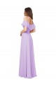 Off the Shoulder Soft Chiffon Sleeveless Low Back Lilac Bridesmaid Dress Edinburgh