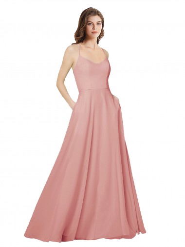 Strapless Soft Chiffon Sleeveless Criss Cross Open Back Bliss Pink Bridesmaid Dress Edinburgh