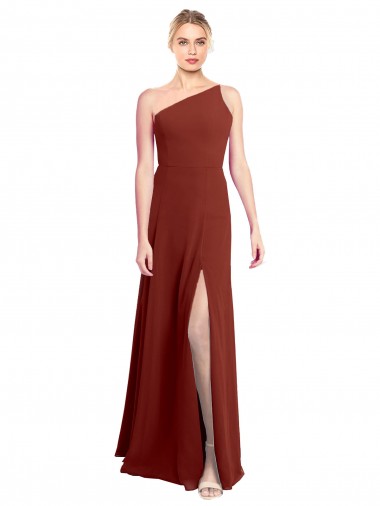 One Shoulder Soft Chiffon Sleeveless Burgundy Formal Dress / Bridesmaid Dress Edinburgh