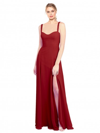 Sweetheart Soft Chiffon Sleeveless Red Bridesmaid Dress Edinburgh
