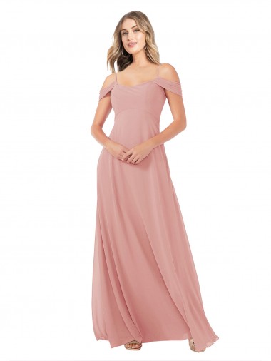 Off the Shoulder Soft Chiffon Sleeveless Bliss Pink Bridal Party Dress Edinburgh