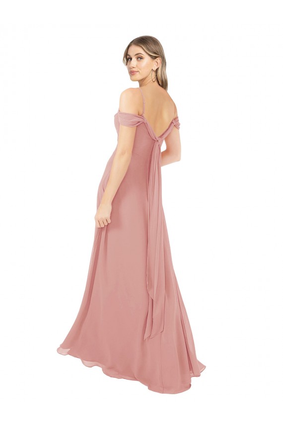Off the Shoulder Soft Chiffon Sleeveless Bliss Pink Bridal Party Dress Edinburgh