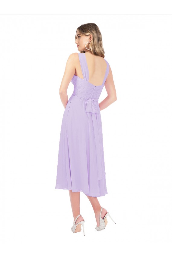 Sweetheart Soft Chiffon Sleeveless Lilac High Low Bridesmaid Dress Edinburgh