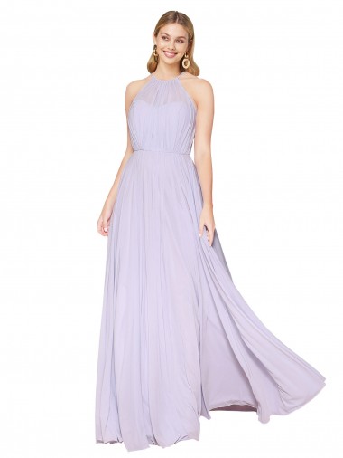 Halter Neck Soft Chiffon Sleeveless Lilac Formal Evening Gown / Prom Dress / Bridesmaid Dress Edinburgh