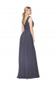 V-Neck Soft Chiffon Sleeveless V-Back Dusty Blue Formal Evening Gown / Prom Dress / Bridesmaid Dress Edinburgh