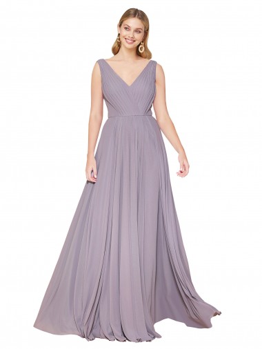 V-Neck Soft Chiffon Sleeveless V-Back Dusty Rose Formal Evening Gown / Prom Dress / Bridesmaid Dress Edinburgh