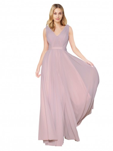 V-Neck Soft Chiffon Sleeveless V-Back Primrose Formal Evening Gown / Prom Dress / Bridesmaid Dress Edinburgh