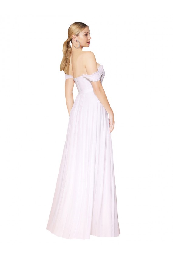 Off the Shoulder Soft Chiffon Sleeveless White Formal Evening Gown / Prom Dress / Bridesmaid Dress Edinburgh