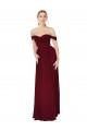 Off the Shoulder Soft Chiffon Sleeveless Long Burgundy Formal Dress / Bridesmaid Dress Edinburgh