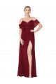 Off the Shoulder Soft Chiffon Cold Shoulder V-Back Burgundy Formal Evening Gown / Prom Dress / Bridesmaid Dress Edinburgh