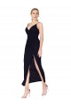 V-Neck Soft Chiffon Sleeveless Knee Length Dark Navy Formal Evening Gown / Prom Dress / Bridesmaid Dress Edinburgh