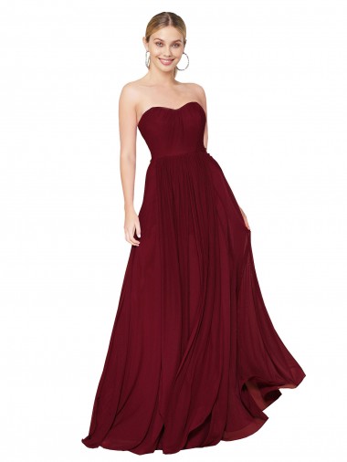 Sweetheart Soft Chiffon Sleeveless Long Burgundy Formal Evening Gown / Prom Dress / Bridesmaid Dress Edinburgh