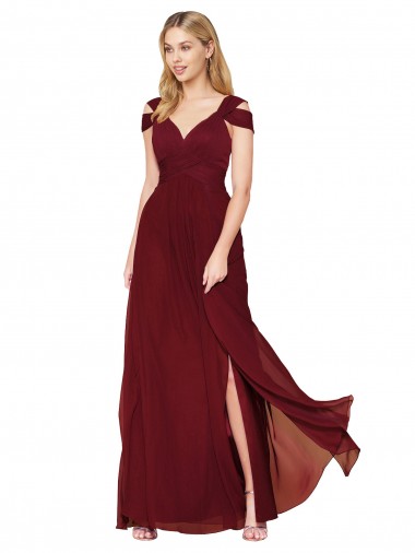 Sweetheart Soft Chiffon Sleeveless Burgundy Formal Evening Gown / Prom Dress / Bridesmaid Dress Edinburgh