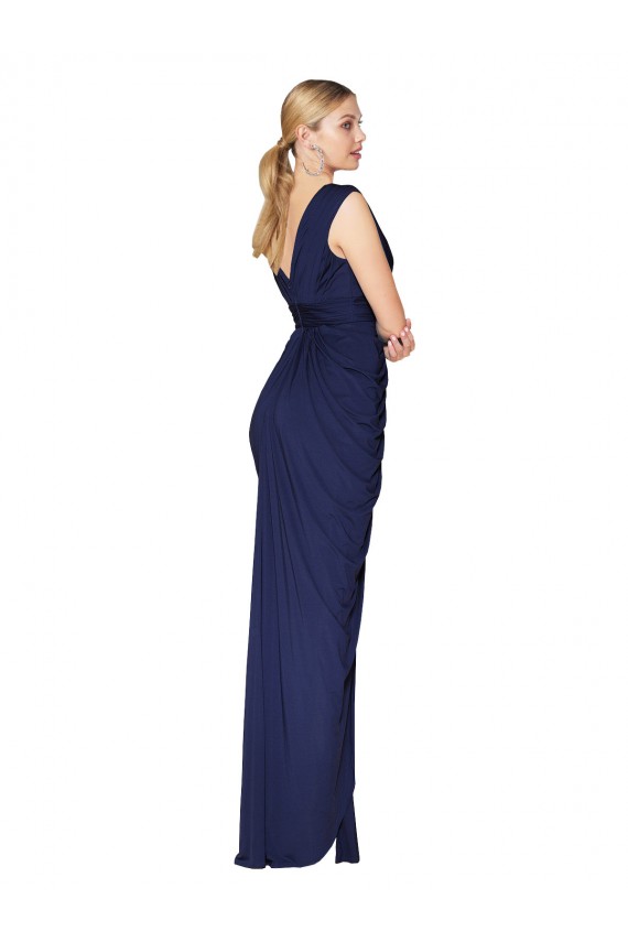 V-Neck Soft Chiffon Sleeveless V-Back Dark Navy Formal Evening Gown / Prom Dress / Bridesmaid Dress Edinburgh