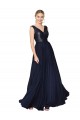 V-Neck Soft Chiffon & Sequin Sleeveless V-Back Dark Navy Semi Formal Evening Gown / Prom Dress / Bridesmaid Dress Edinburgh