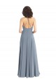 Halter Neck Soft Chiffon Sleeveless V-Back Dusty Blue Bridesmaid Dress Edinburgh