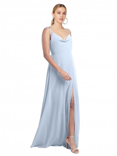 Spaghetti Straps Chiffon Sleeveless V-Back Light Sky Blue Bridesmaid Dress / Evening Gowns Edinburgh