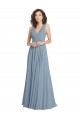 V-Neck Soft Chiffon Sleeveless V-Back Dusty Blue Bridesmaid Dress Edinburgh