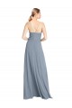 Off the Shoulder Soft Chiffon Sleeveless Open Back Dusty Blue Bridesmaid Gowns Edinburgh