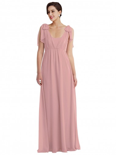 Halter Neck Soft Chiffon Sleeveless Dusty Pink Semi Formal Evening Dress / Bridesmaid Dress Edinburgh