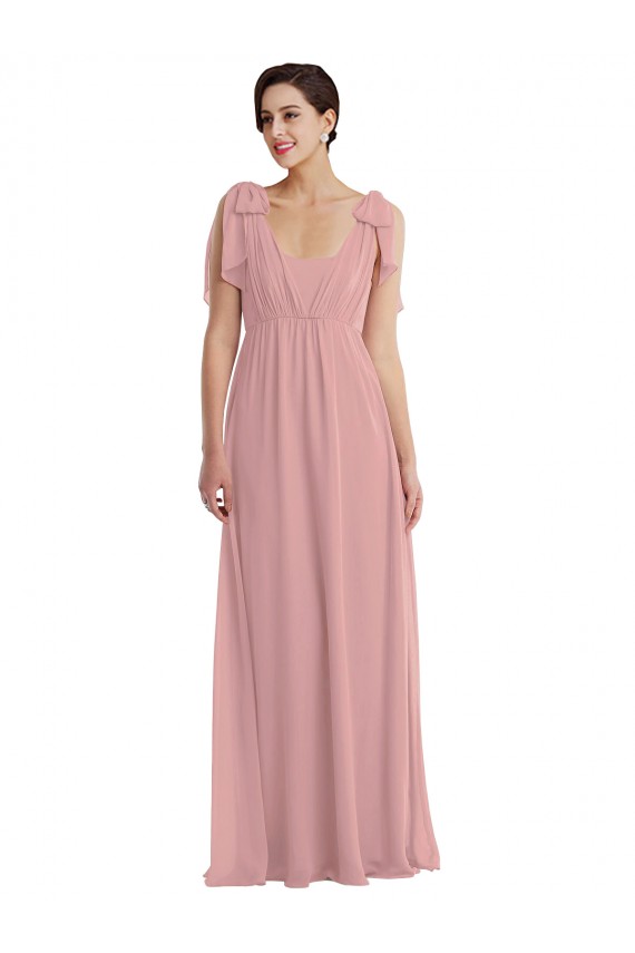 Halter Neck Soft Chiffon Sleeveless Dusty Pink Semi Formal Evening Dress / Bridesmaid Dress Edinburgh