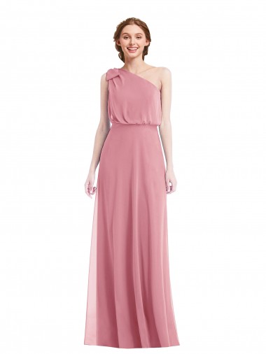 One Shoulder Soft Chiffon Sleeveless Skin Pink Semi Formal Evening Dress / Bridesmaid Dress Edinburgh