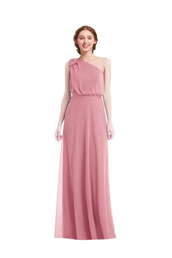 One Shoulder Soft Chiffon Sleeveless Skin Pink Semi Formal Evening Dress / Bridesmaid Dress Edinburgh