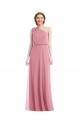 One Shoulder Soft Chiffon Sleeveless Skin Pink Semi Formal Evening Dress / Bridesmaid Dress Edinburgh