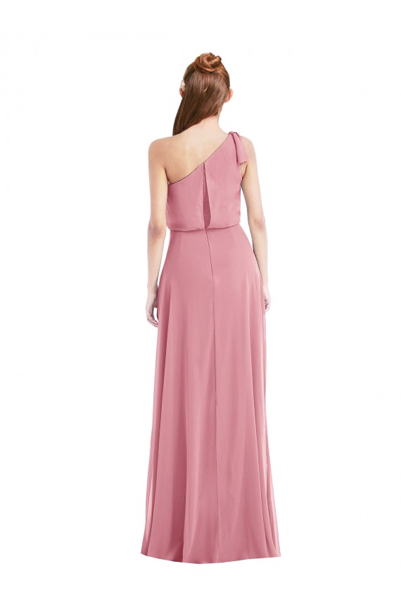 One Shoulder Soft Chiffon Sleeveless Skin Pink Semi Formal Evening Dress / Bridesmaid Dress Edinburgh