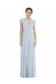 Bateau Neck Soft Chiffon Flutter Sleeves V-Back Sea Glass Formal Evening Gown / Bridesmaid Dress Edinburgh