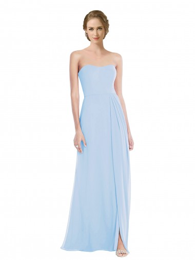 Sweetheart Soft Chiffon Sleeveless Long Light Sky Blue Formal Dress / Bridesmaid Dress Edinburgh