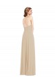 V-Neck Soft Chiffon Sleeveless Criss Cross Back Champagne Semi Formal Evening Dress / Bridesmaid Dress Edinburgh