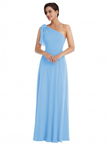 One Shoulder Soft Chiffon Sleeveless Periwinkle Semi Formal Evening Dress / Bridesmaid Dress Edinburgh