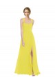 Spaghetti Straps Soft Chiffon Sleeveless Yellow Semi Formal Evening Dress / Bridesmaid Dress Edinburgh