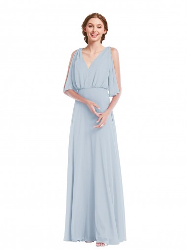 V-Neck Soft Chiffon Half Sleeves Sea Glass Evening Gown / Bridesmaid Dress Edinburgh