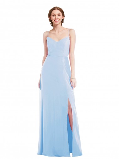 Spaghetti Straps Soft Chiffon Sleeveless Light Sky Blue Formal Evening Gown / Bridesmaid Dress Edinburgh