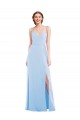 Spaghetti Straps Soft Chiffon Sleeveless Light Sky Blue Formal Evening Gown / Bridesmaid Dress Edinburgh